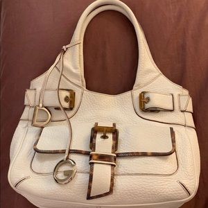 Dolce and Gabbana White grain leather shoulder bag